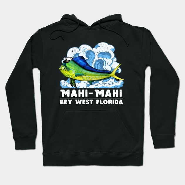 Funny Mahi Mahi Captain Hat Coryphaena Saltwater Dolphinfish Florida Key West Hoodie by 96cazador